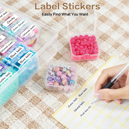 DILIBRA Large Bead Organizer Box, 66 Pcs Small Clear Storage Containers with Labels, Mini Bead Organizers and Storage Craft Case with Handle for Jewelry Bracelet Screws Seeds Diamonds Arts Small Parts