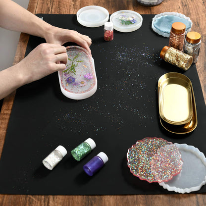 Sapid 2Pcs Thick Silicone Mat for Crafts, Nonstick Silicon Sheet for Epoxy Resin, Jewelry Mold Casting, Art Painting Mats, Food Grade Pastry Mat, Heat- Resistance Placemats (20"×27.9", Black)