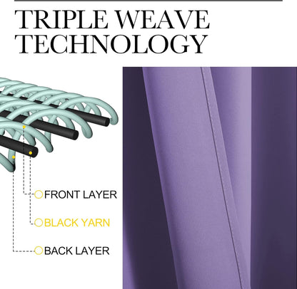 NICETOWN Blackout Curtain Panels - Thermal Insulated Grommet Drapes | Lilac Purple, 34x72 Inch (1 Pair)