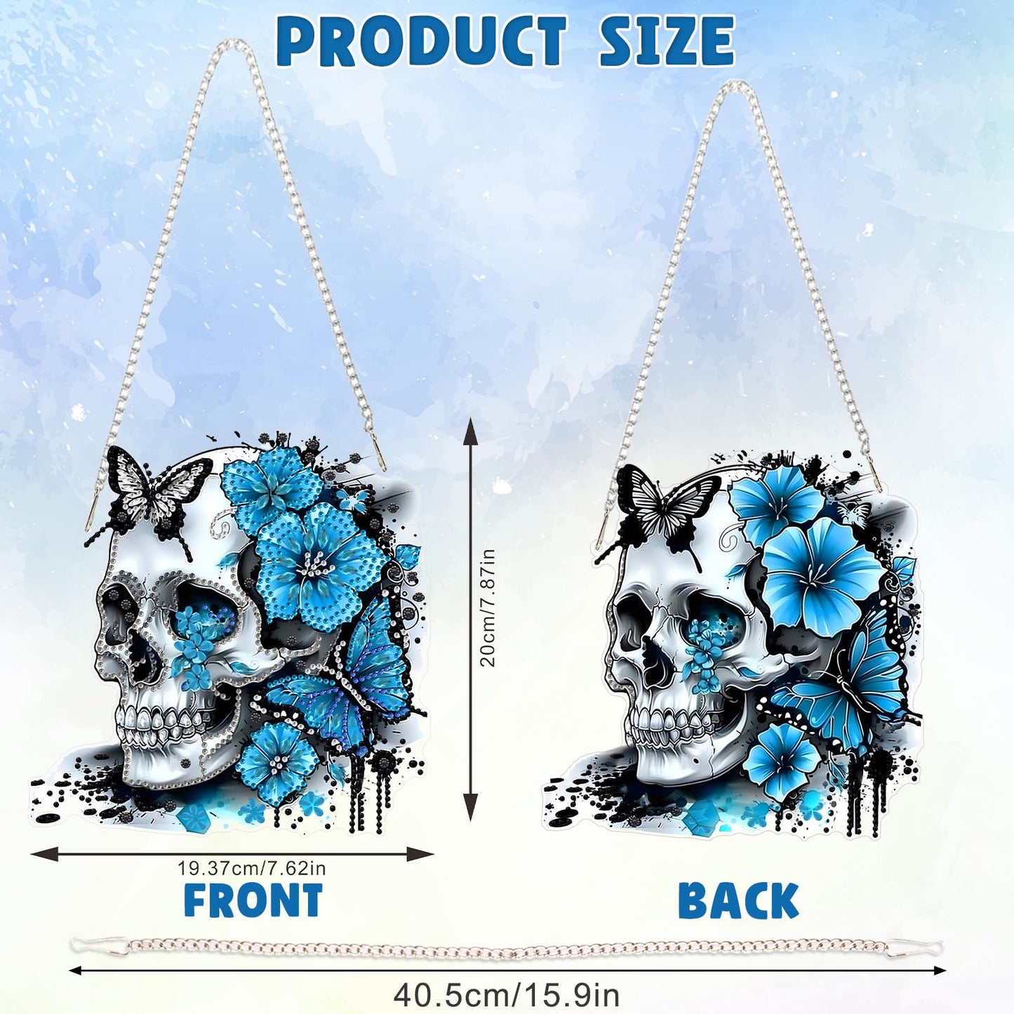 DOMROM Skull Diamond Art Hanging Kits for Adults Beginners, Special Shaped Crystal Diamond Painting Skull Pendant, DIY Diamond Art Suncatchers for Home Garden Wall Decor Gift