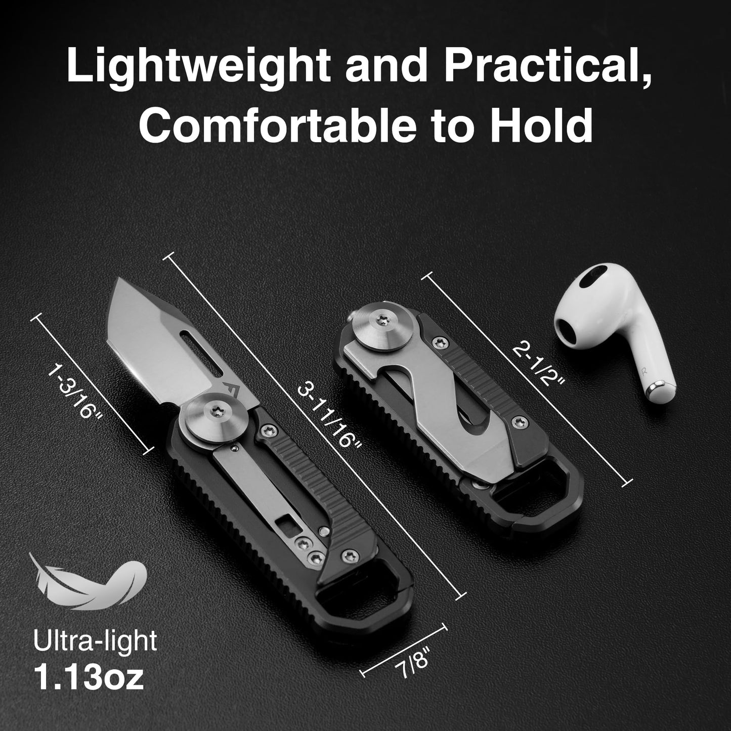 FLISSA Pocket Knife, 6-in-1 EDC Keychain Multitool, Mini Multitool Knife with Safety Lock, Premium Titanium Alloy Design for Everyday Carry, Camping, Outdoor, and Gift