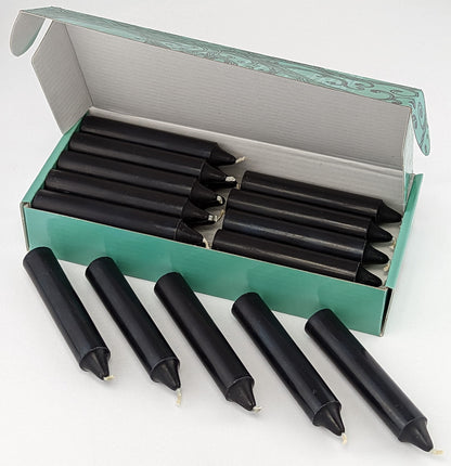 Wicca Wicks - 20 Black Candles | 4 inches Tall & 3/4 inch Diameter | Witchcraft Supplies for Your Personal Wiccan Altar, Spells, Charms & Rituals | Witchy Room Decor | Taper Candlesticks (Black)