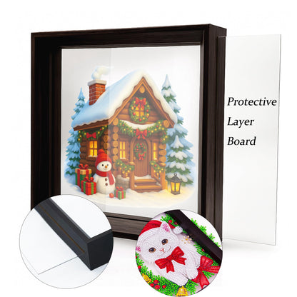 Eiflow Tabletop Diamond Art with Black Wood Frame, Desktop Diamonds Painting Kit for Adults, DIY Acrylic Gem Art Painting on Stand Board Kit