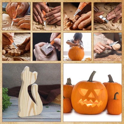 AUGSUN Wood Carving Kit, 17 Pack Wood Whittling Kit Hand Carving Knife Tools Set for DIY Sculpture Carpenter Experts & Beginners