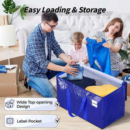 Skiennix Extra Large Heavy-Duty Moving Bags - 8 Pack Blue Storage Totes with Reinforced Handles & Zippers