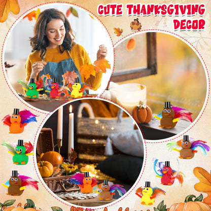AmazingSpark 12 Sets Thanksgiving Turkey DIY Craft Kits Fall DIY Turkey Air Dry Clay Modeling Fall Crafts Ornament for Friendsgiving Thankful Dinner Party Activity Supplies Table Decorations