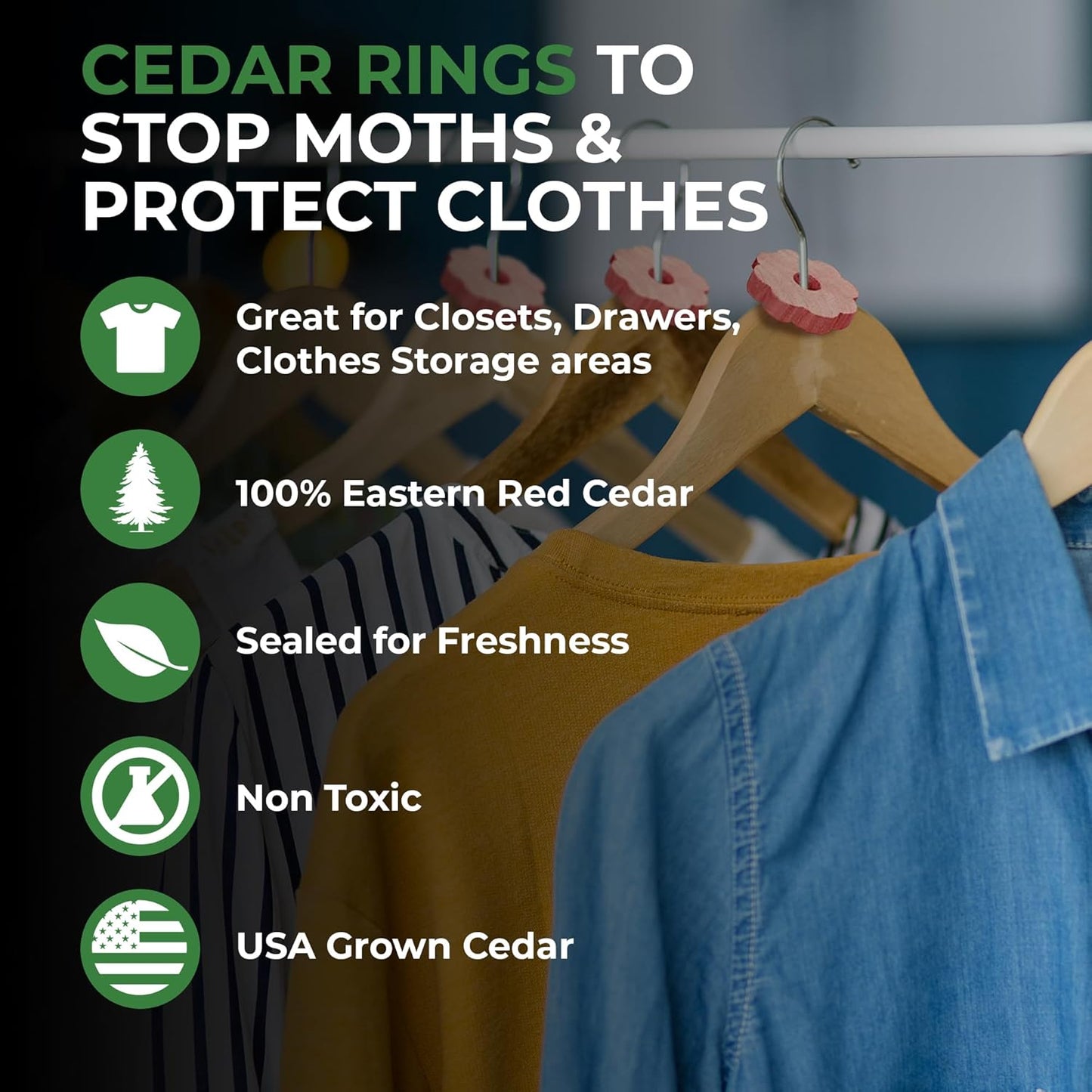 Cedar Rings for Clothes Storage – 30 Fresh Cedar Rings to Protect Your Clothes from Damage