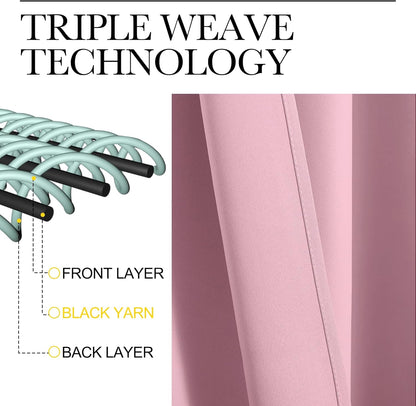 NICETOWN Blackout Window Curtain Panels - Thermal Insulated Grommet Drapes | Crystal Pink, 29x45 Inch (1 Pair)