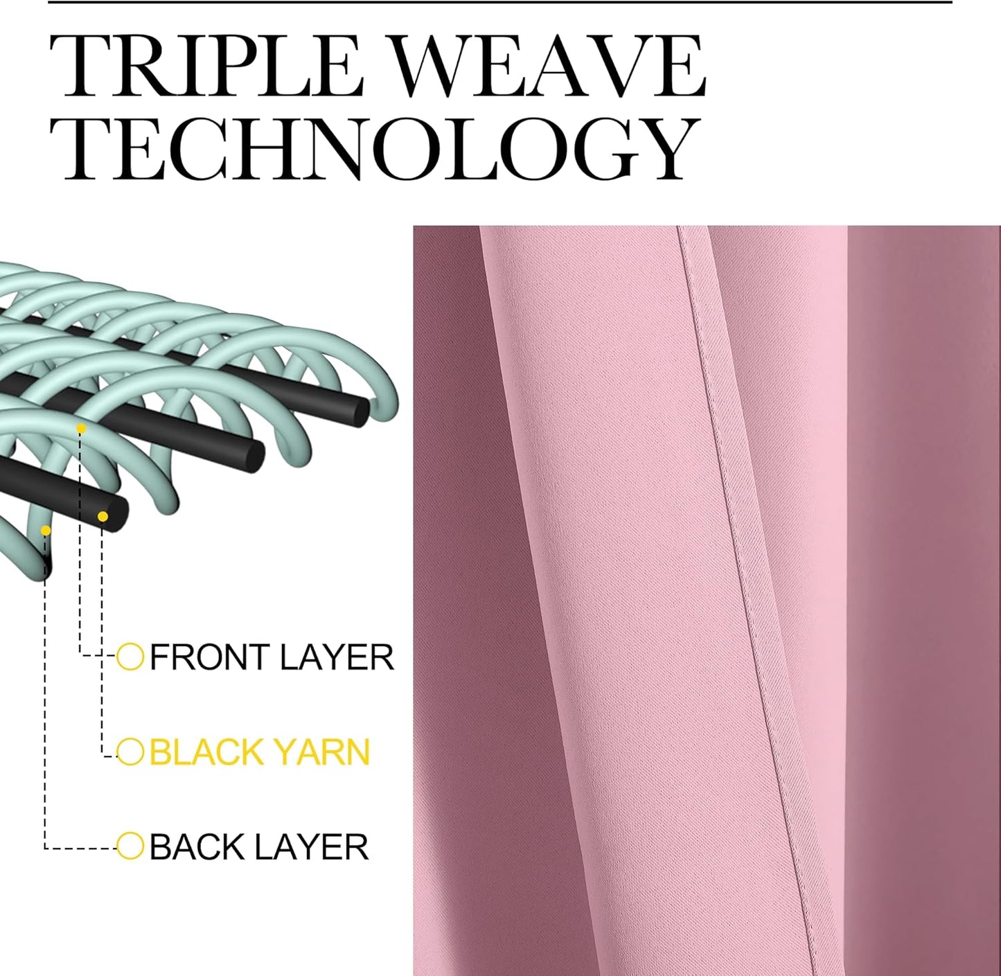 NICETOWN Crystal Pink Blackout Curtains - 102" Long, 55" Wide | Sound Reducing, Heat & Cold Blocking Panels for Modern Rooms