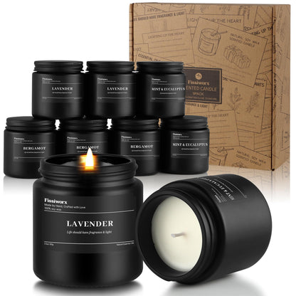 9 Pack Scented Candles Set Gifts for Men, Aromatherapy Candle Set with Scents （Lavender/Lemongrass &Eucalyptus/Bergamot）- Gift for Dad, Boyfriend, Birthday, Father’s Day, Anniversary