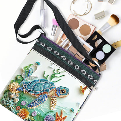5D Diamond Painting Shoulder Bag – DIY Sea Turtle Design with Special Shaped Crystals, Partial Drill Diamond Art Bag Craft Kit for Adults, Stylish Handmade Crossbody Tote for Everyday Use & Gifts