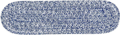 Super Area Rugs Farmhouse Braided Rug - Cotton Kitchen Reversible Carpet, Blue & White, 8" X 28" - Single Stair Tread