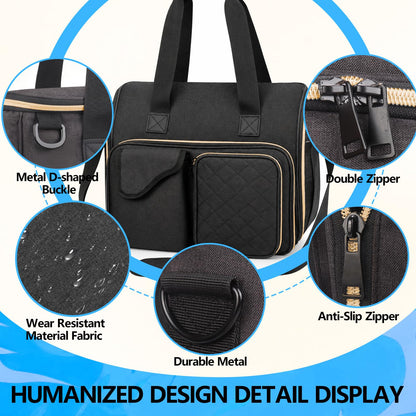 POCDUORG Portable A4 Light Pad Storage Bag for Diamond Painting Accessories, Tote Organizer Case with Multiple Pockets - Compatible with A4 Light Board, Art Supplies & Travel Carrying (Black S)