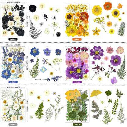 150Pcs Pressed Flowers for Crafts, Colorful Dried Flowers for Crafts Real Natural Dried Pressed Flowers Dry Leaves Bulk for Resin, DIY Art, Scrapbook, Jewelry, Card, Candle & Soap Making with Tweezers