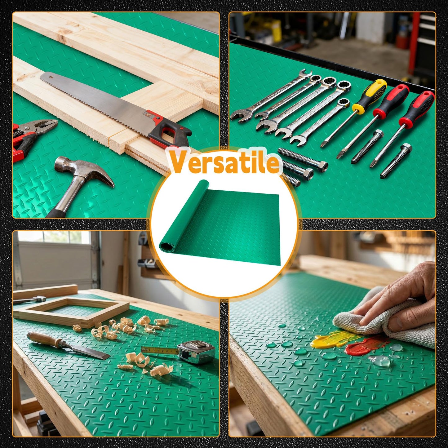ARQRHTLY Workbench Mat, Green 23.62" x 47.24" PVC Work Bench Mat with Non-Slip Texture, 2 mm Thick Scratch & Stain Resistant Surface for Painting, Woodworking, Crafting, Projects and Tool Protection