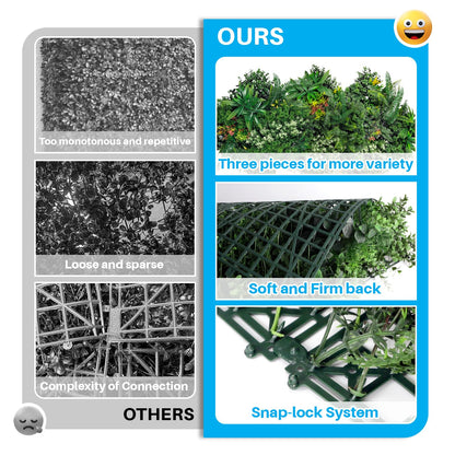 Patio Artificial Grass Wall Panels 20" x 20" (7Set-21Pc) Greenery Backdrop Faux Green Wall Flower Decor Fake Boxwood Panel for Interior Wedding Party Photo Background Outdoor Garden Fence