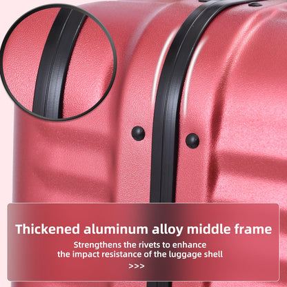 Kaleenie 2 pieces 20/29 Aluminum Frame Carry On and Checked Luggage Set with Side Opening, Lightweight Hardshell ABS+PC Trunk Suitcase with TSA Lock, 360° Universal Wheels & Adjustable Handle,Wine Red