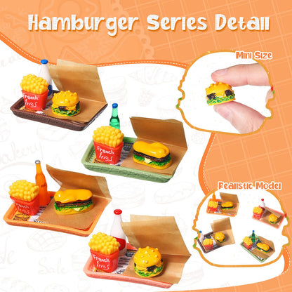 Civaner 50 Pieces Dollhouse Miniature Fast Food Accessories Set Christmas Mini Food Mixed Resin Drink Mini Hamburger Fries Juice Milk Bread Jam Cup Doll Kitchen Pretend for 1:12 Dollhouse