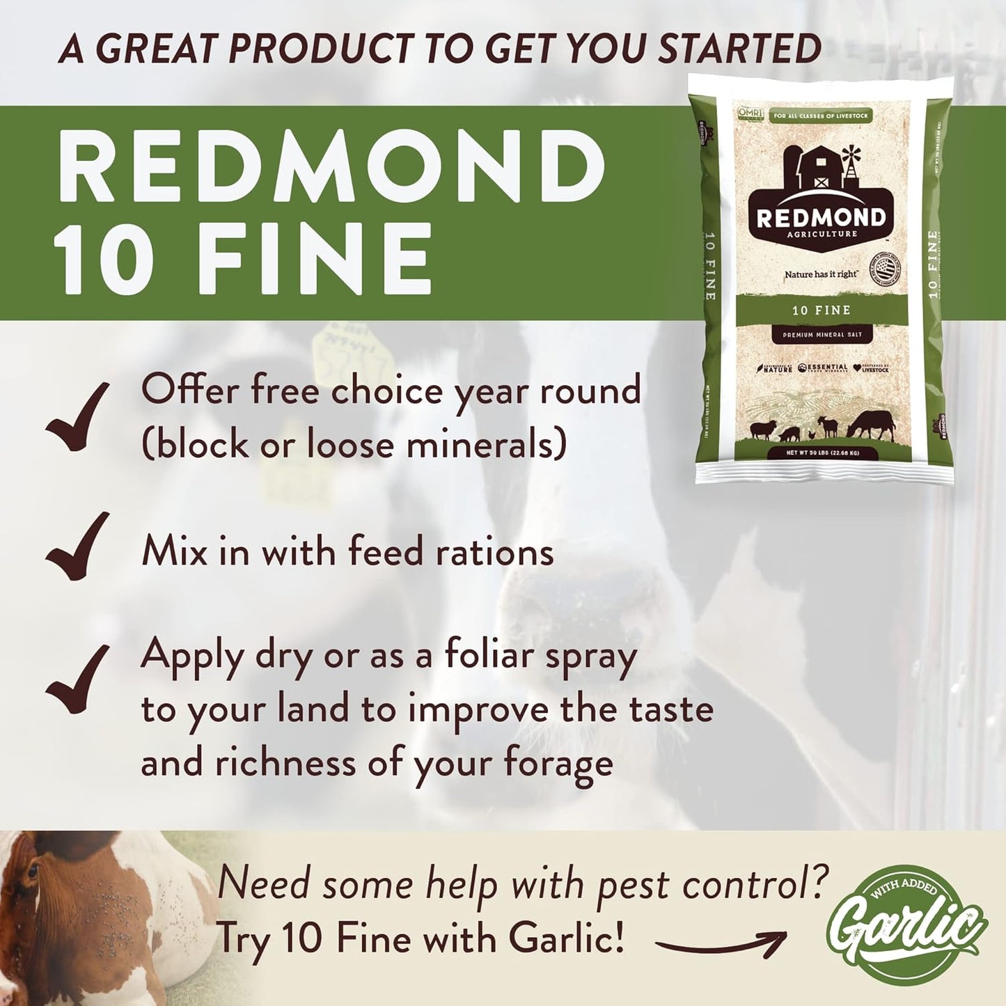 10 25 LB Redmond Fine Natural Livestock Mineral Salt Bag