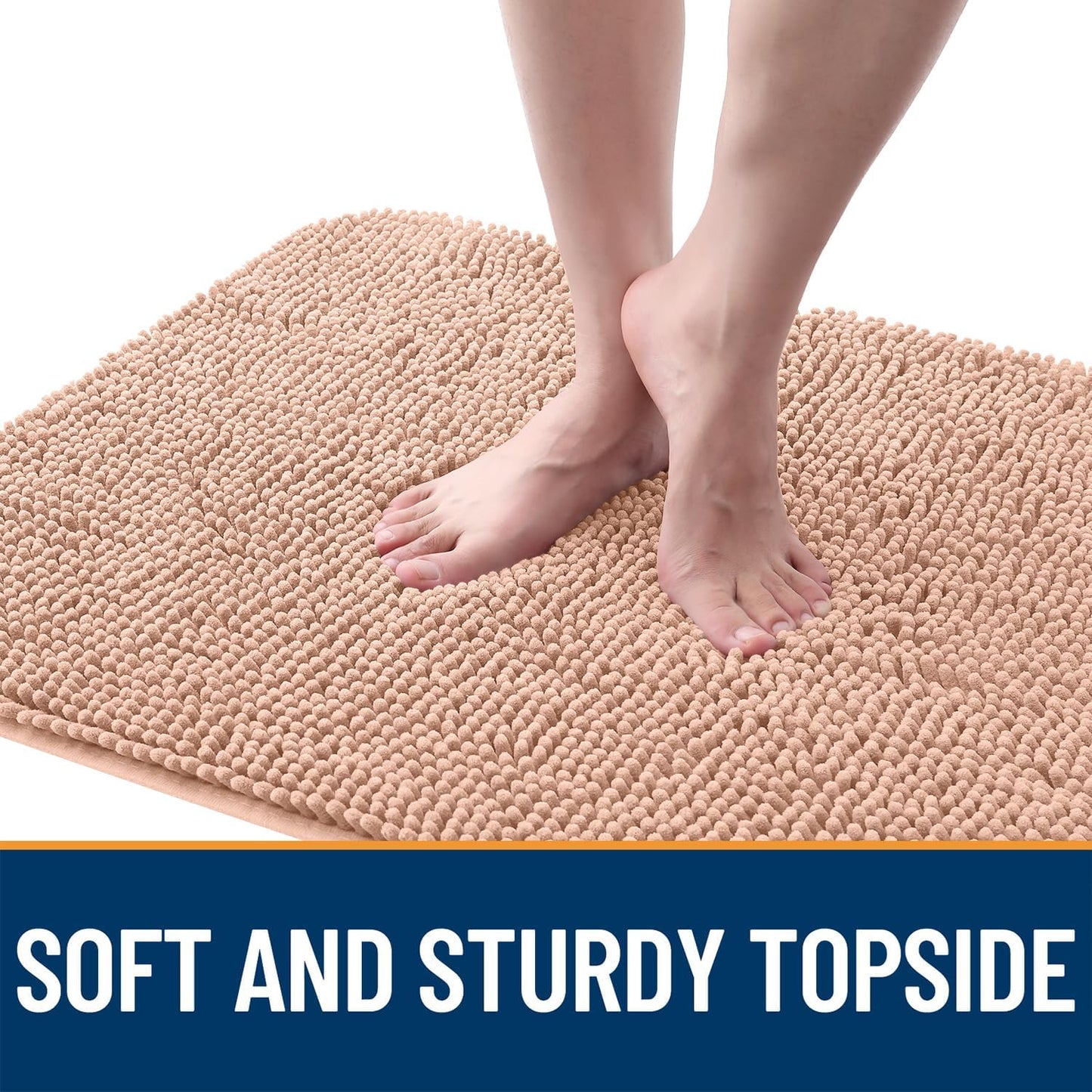 OLANLY Dog Door Mat - Absorbent Non-Slip Chenille Mat for Muddy Paws | 70x24 Inches, Quick Dry, Peach