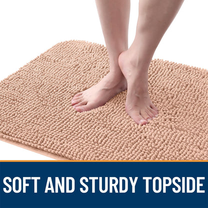 OLANLY Dog Door Mat - Absorbent Non-Slip Chenille Mat for Muddy Paws | 70x24 Inches, Quick Dry, Peach