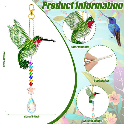 Tradder 6 Pcs Diamond Art Painting Hummingbird Wind Chimes Birds Art Kits for Adults 2026 Vacation Bible School Jungle Birds Craft Summer Suncatchers 5d DIY with Pendant for Home Window Decor Garden