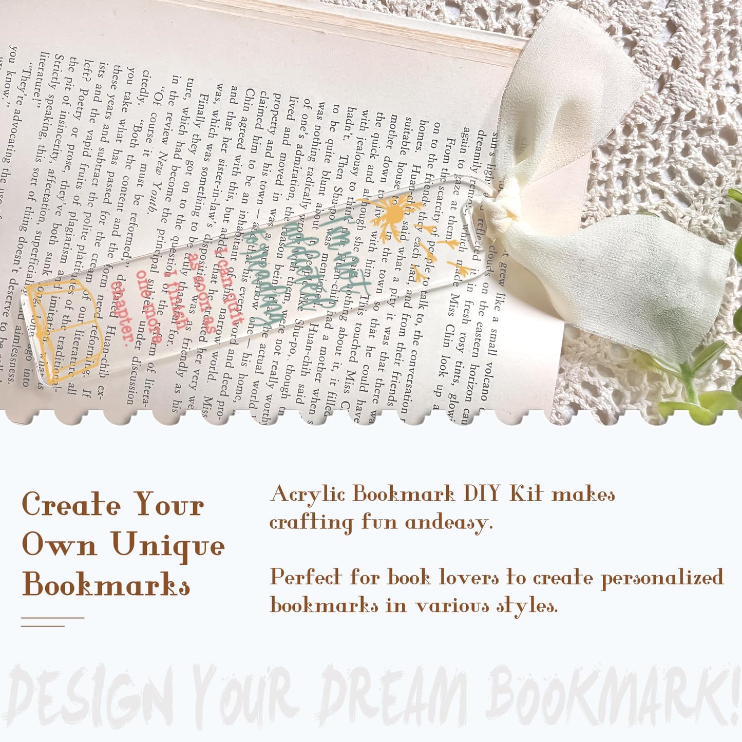 Dazoratix Floral Acrylic Bookmark Blanks - 60 Pcs Cute Flower Bookmarks Making Kit Bulk Aesthetic UV DTF Transfer Stickers Reading Book Lover Bookish Reader Women Girl Kid Student Teacher School Gifts