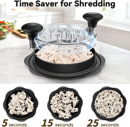 Ukeetap 10" Pro Chicken Shredder Tool - BPA-Free, Ergonomic Design & Anti-Slip Base, Black