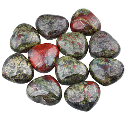 SUNYIK Natural Dragon Blood Jasper Carved Puff Heart Pocket Stone,Healing Palm Crystal Pack of 1(1.6")