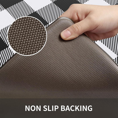 MAYHMYO 2 PCS Anti Fatigue Rugs Non Skid Waterproof Floor Mat Cushioned Black and White Farmhouse Comfort Standing Kitchen Mats for Floor, House, Sink, Office