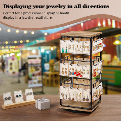 Yoimori 360 Rotating Earring Display Stands for Selling, Earring Rack Display Holder Stand, Jewelry Display for Vendors Selling Earring Cards, Necklaces, Bracelets, Hair Accessories (48 Hooks)