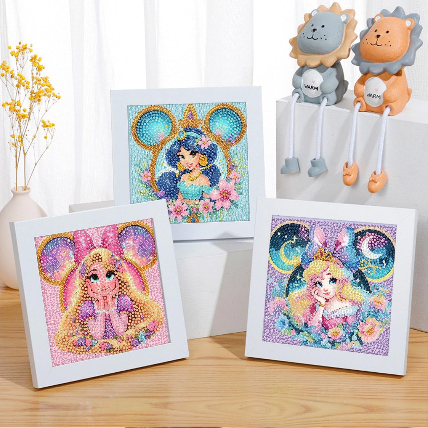 nekpiahu 6 Pack Diamond Art Painting Kits for Kids,Cartoon Diamond Art for Kids Ages 4-8-12,Cartoon Gem Kit Crafts Beginners for Gift Home Wall Decor(6x6inch)