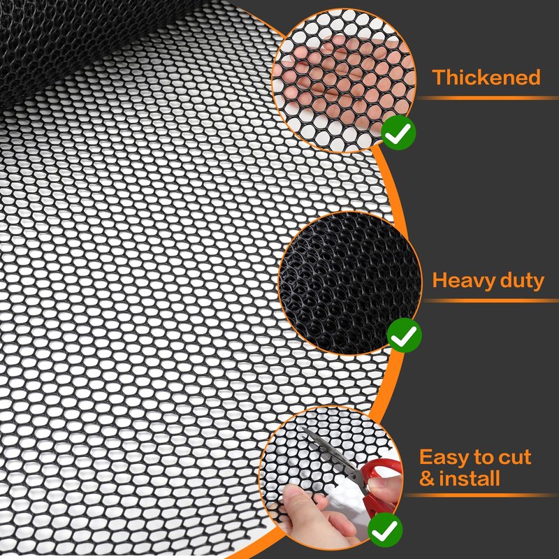 Bar Shelf Liner for Countertop, Glass Drying 24 Inch Wide Plastic Mesh Liners Mat, Non Slip Bar Mats Cabinet Liner for Pub Shelves Cupboard, 61X500CM, Black