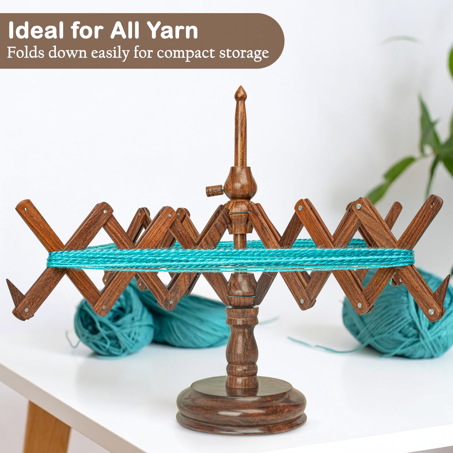 OZYRA Wooden Yarn Cake Winder - Elegant Handmade Yarn Winder for Crocheting, Yarn Winder Large Capacity, Yarn Spinner for Crocheting (R-Combo-2)
