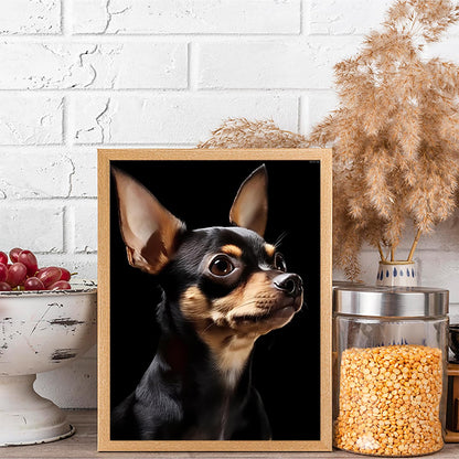 KAYEIUU 5D Cute Chihuahua Dog Diamond Painting Kits, Adorable Black Chihuahua Art for Adults, Full Drill Round Gem Art Home Wall Decor Gifts 12x16 inch