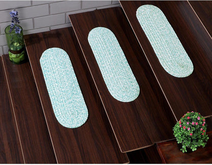 Super Area Rugs Farmhouse Braided Rug, Cotton Kitchen Reversible Carpet, Turquoise & White, 8" X 28"