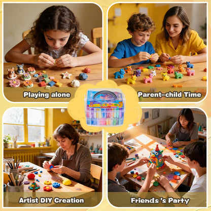 Ixiaoyoo 60 Colors Polymer Clay, DIY Modeling Clay Starter kit for Kids, Oven Baked Model Clay Art & Crafts Toys with Sculpting Tools, Non-Sticky, Birthday & Christmas Gift for Kids & Adults Artists
