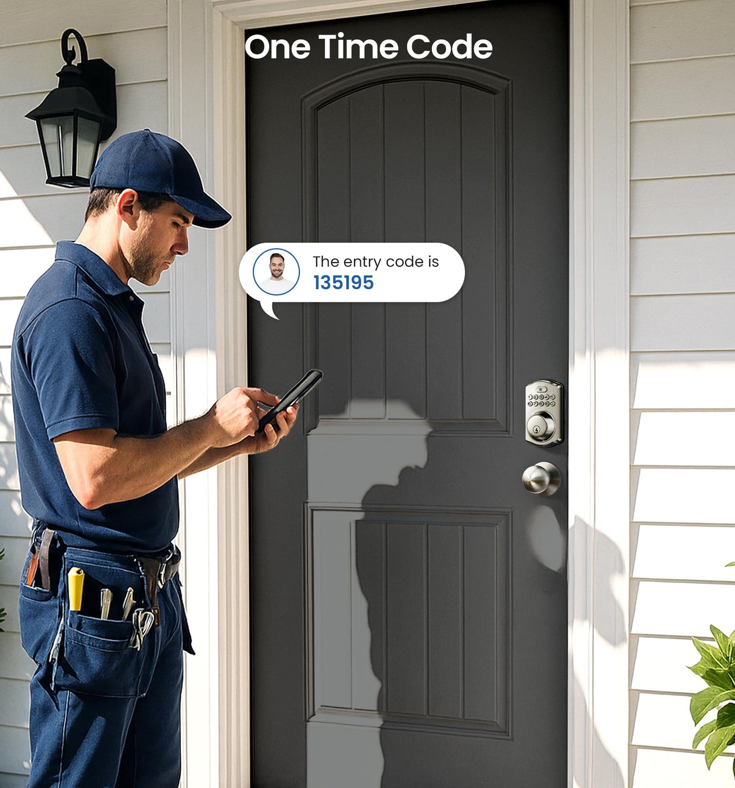 Veise Keyless Entry Door Lock with 2 Knobs, Electronic Backlit Keypad Deadbolt with Handle Set, Auto Lock, One-time Codes, Smart Deadbolt for Front Door, Easy Installation, Matte Black