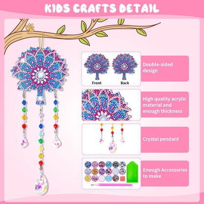 Gift for 6-7-8-9-10 Yeal Old Girls Boys: Arts and Crafts for Kids Age 6-8-10-12 Diamond Art Wind Chimes Kit for Girl Toys Age 5-11 Present Sun Catcher DIY Paint by Numbers for Adult Gem Painting Kit
