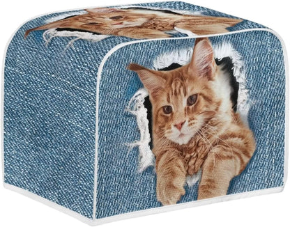 chaqlin Novelty Toaster Oven Cover, 4 Slice Wide Slot Decorative Bread Maker Bag with Cat Design
