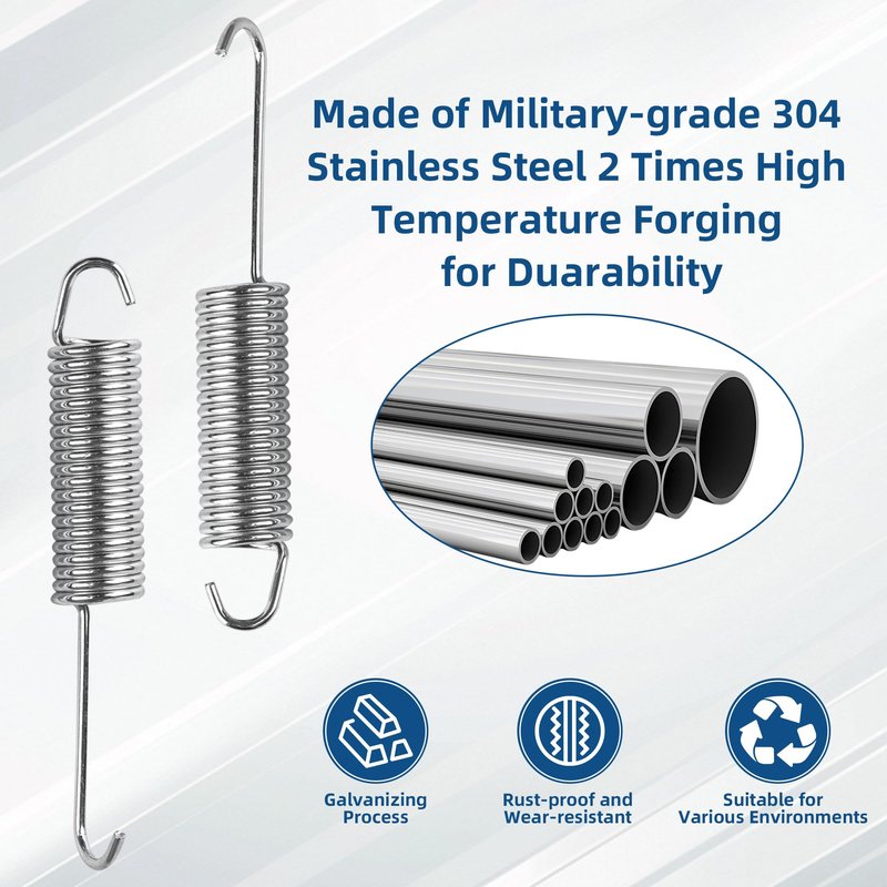 2 Pack 4 1/2 Inch Recliner Spring Stainless Steel Tension Spring Heavy Duty Rust-Resistant Spring Replacement for Recliner Mechanism Sofa Bed Folding Beds Trampolines RV Furniture, Long Neck Hook