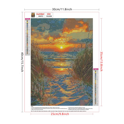 Lxmsja Beach Diamond Art Kits for Adults, Landscape DIY Full Drill Diamond Painting Kits for Beginners, 5D Gem Art Crafts for Adults, Home Wall Decor 12x16 inch