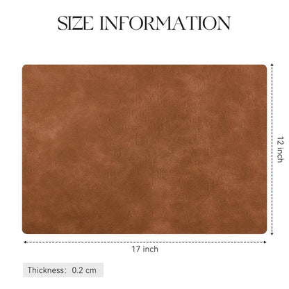 MOSAYT Vinyl Placemats Set of 8-12 X 17 Inch - Faux Leather 100% Waterproof Oil-Proof Wipeable PU Place Mats, Heat Resistant Reversible Table Mats for Kitchen, Dining, Outdoor (Reddish Brown)