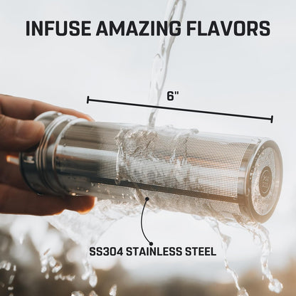 24 Oz 24 Vesmoon Vessence Stainless Steel Tea Infuser Bottle for Loose Leaf Tea, Water, Herbs, Fruits - Triple Layered