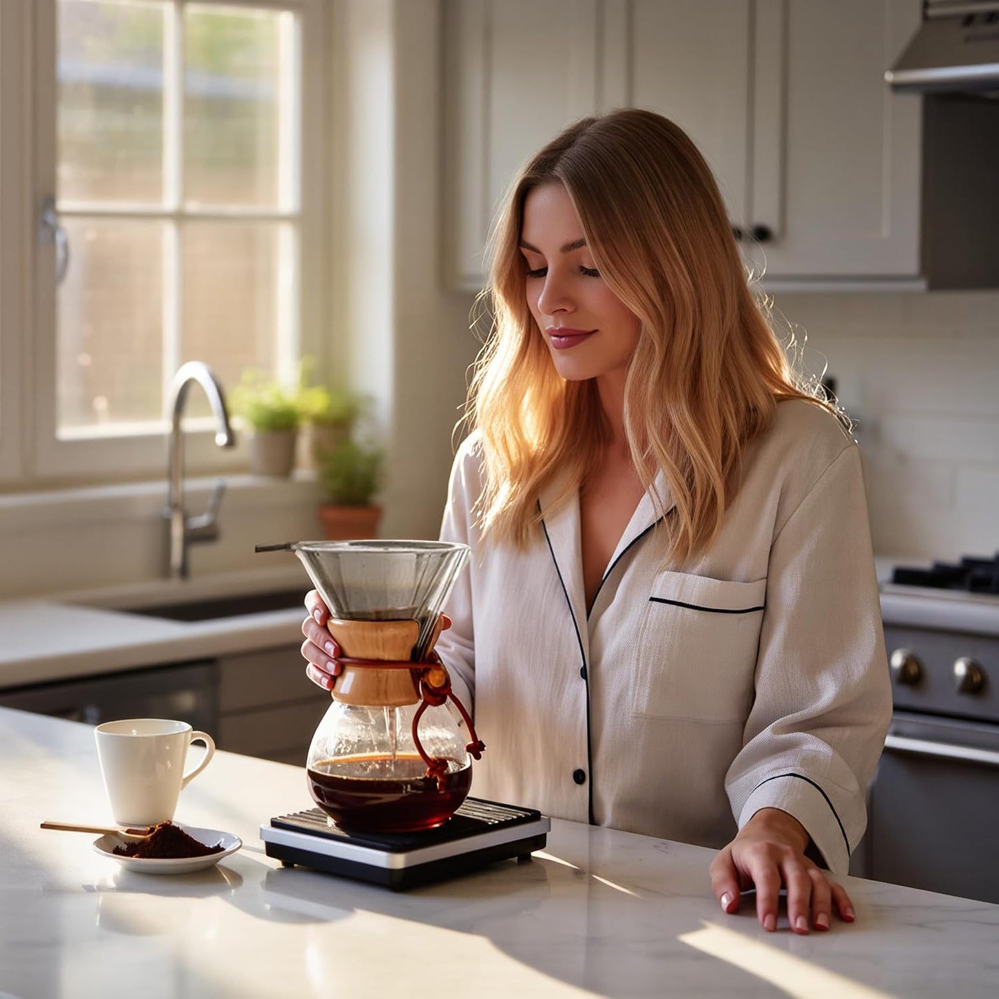 34oz Set (10 Cup/34 oz) Pour Over Coffee Maker with Filter Subjectthree Glass Coffee Carafe Dripper Pourover