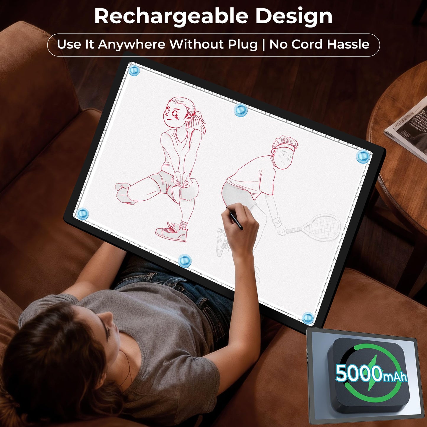Bylitodt Rechargeable A2 Extra Large Light Board for Diamond Painting, Magnetic Copy Pad with Side Button, 3Color Modes 25.2 "x 18.4" LED Light Box for Tracing and Drawing, Sketching, Weeding Vinyl