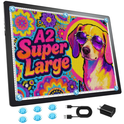 Bylitodt Rechargeable A2 Extra Large Light Board for Diamond Painting, Magnetic Copy Pad with Side Button, 3Color Modes 25.2 "x 18.4" LED Light Box for Tracing and Drawing, Sketching, Weeding Vinyl