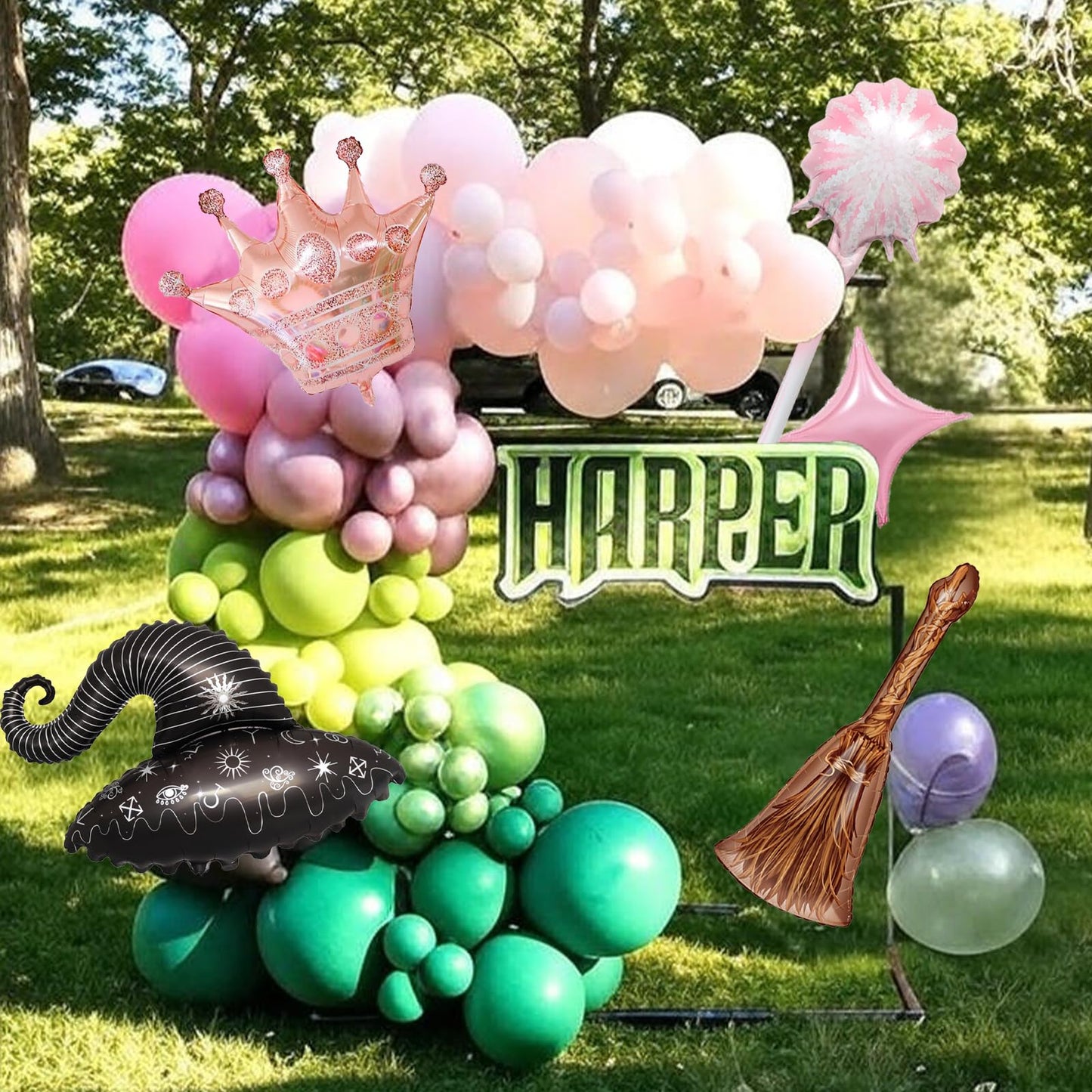 Wickd Party Balloons Green Pink Fairy Witch Balloon Sparklers Broom Balloons Wizard Decorations Wickd Birthday Party Decorations Magic Themed Decor Witch Themed Party Halloween Supplies