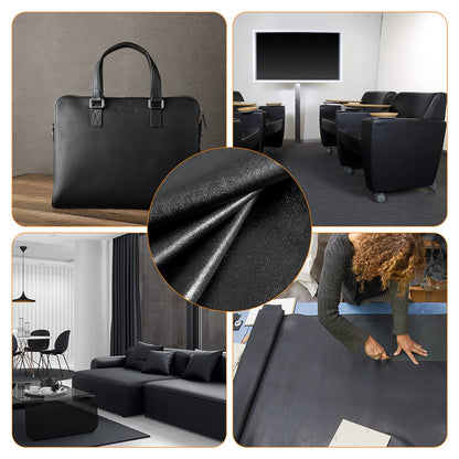 PU Fabric Leather 2 Yards 58" x 72", 0.6mm Thick Faux Synthetic Leather Material Sheets for Upholstery Crafts, DIY Sewings, Sofa, Handbag, Hair Bows Decorations (Black_Smooth Surface_Light Weight)