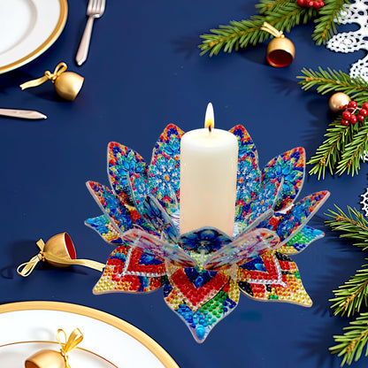 5D DIY Diamond Art Painting PVC Flower Candle Holders Tealight/Tea Light/Votive Candle Holder, for Table Centerpiece Home Décor Party Wedding Dinning-Flower04